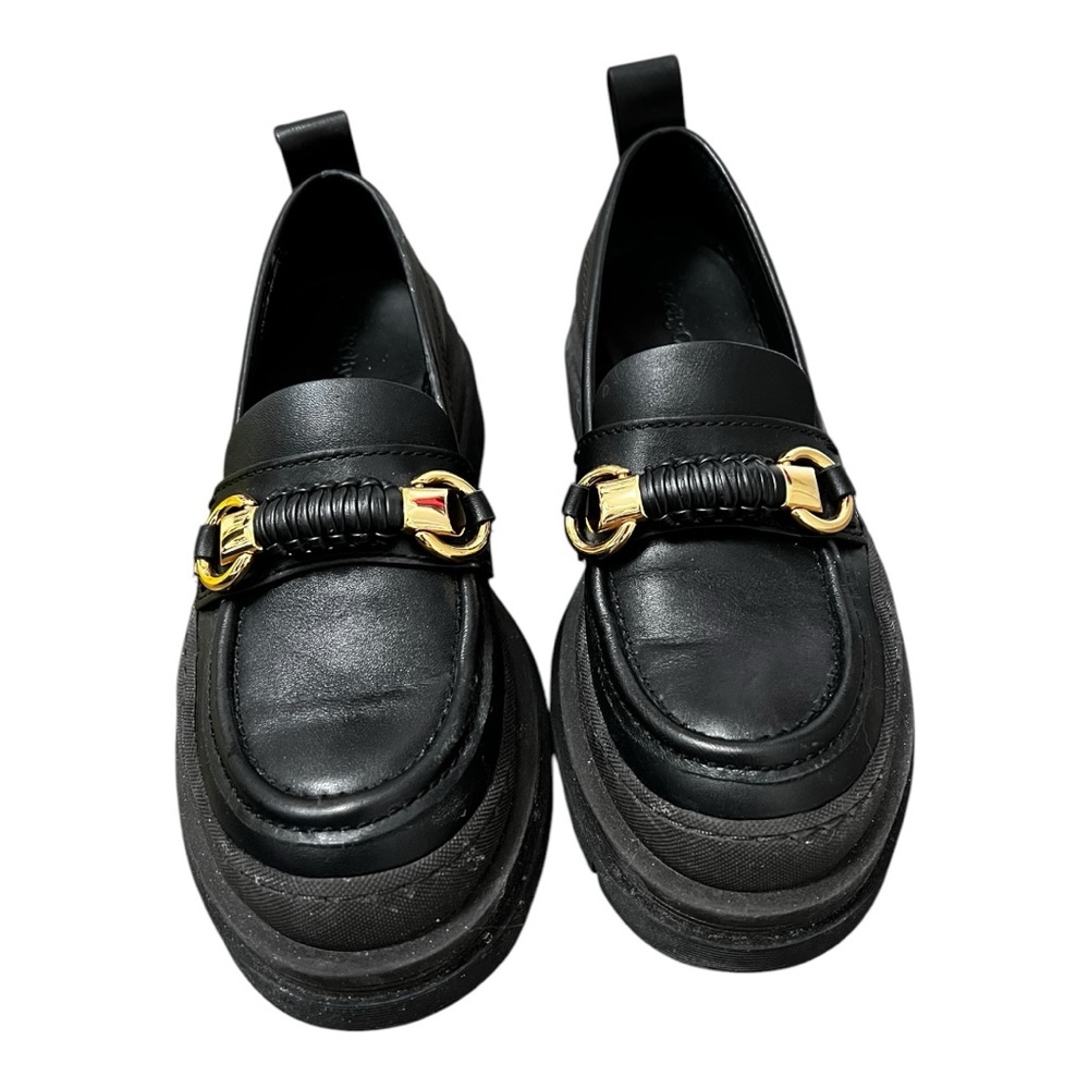 See by Chloe black, leather platform loafers leather-lined size 38 (fits 8-8.5)